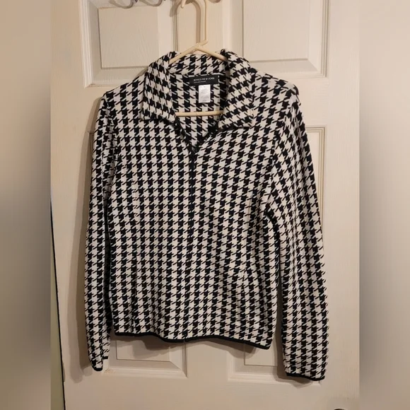 *last Day Posted* Jones New York Black and White Cowl Neck Sweater - Picture 1 of 3